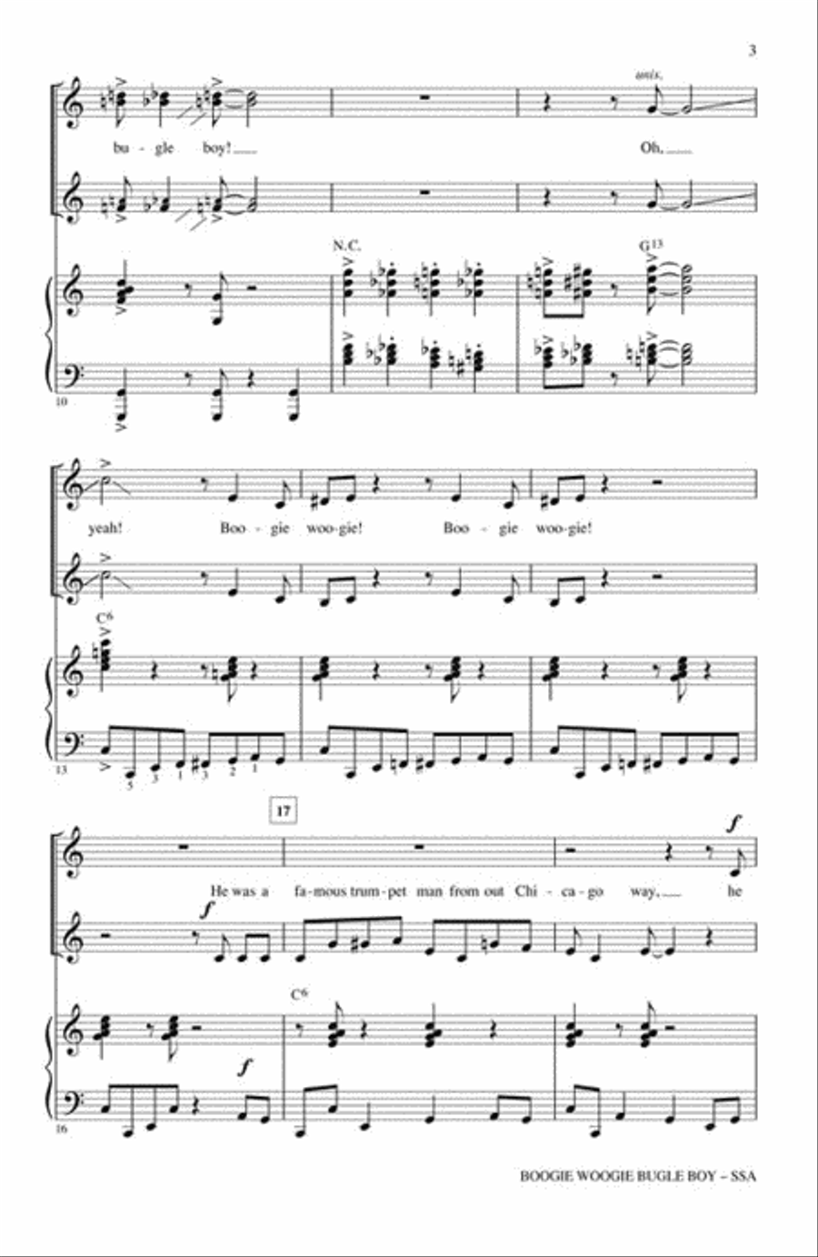 Boogie Woogie Bugle Boy SSA scores gallery preview page 3