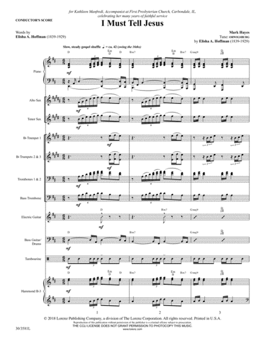 I Must Tell Jesus - Instrumental Ensemble Score and Parts