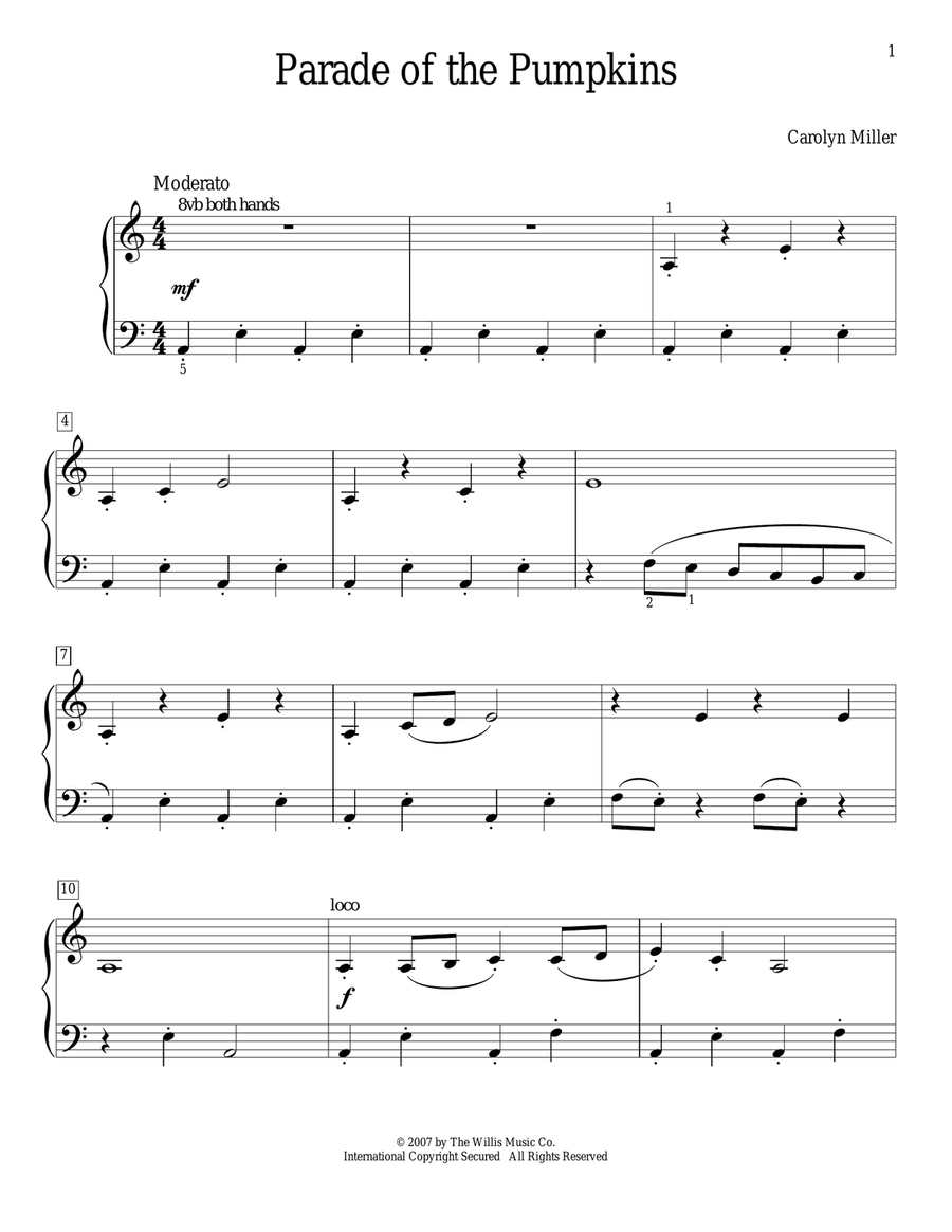 Parade Of The Pumpkins Piano Method scores gallery preview page 1
