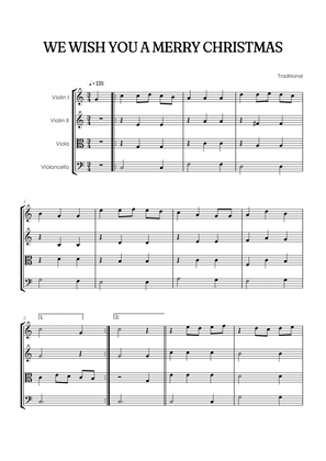 We Wish You a Merry Christmas for String Quartet • easy Christmas sheet music