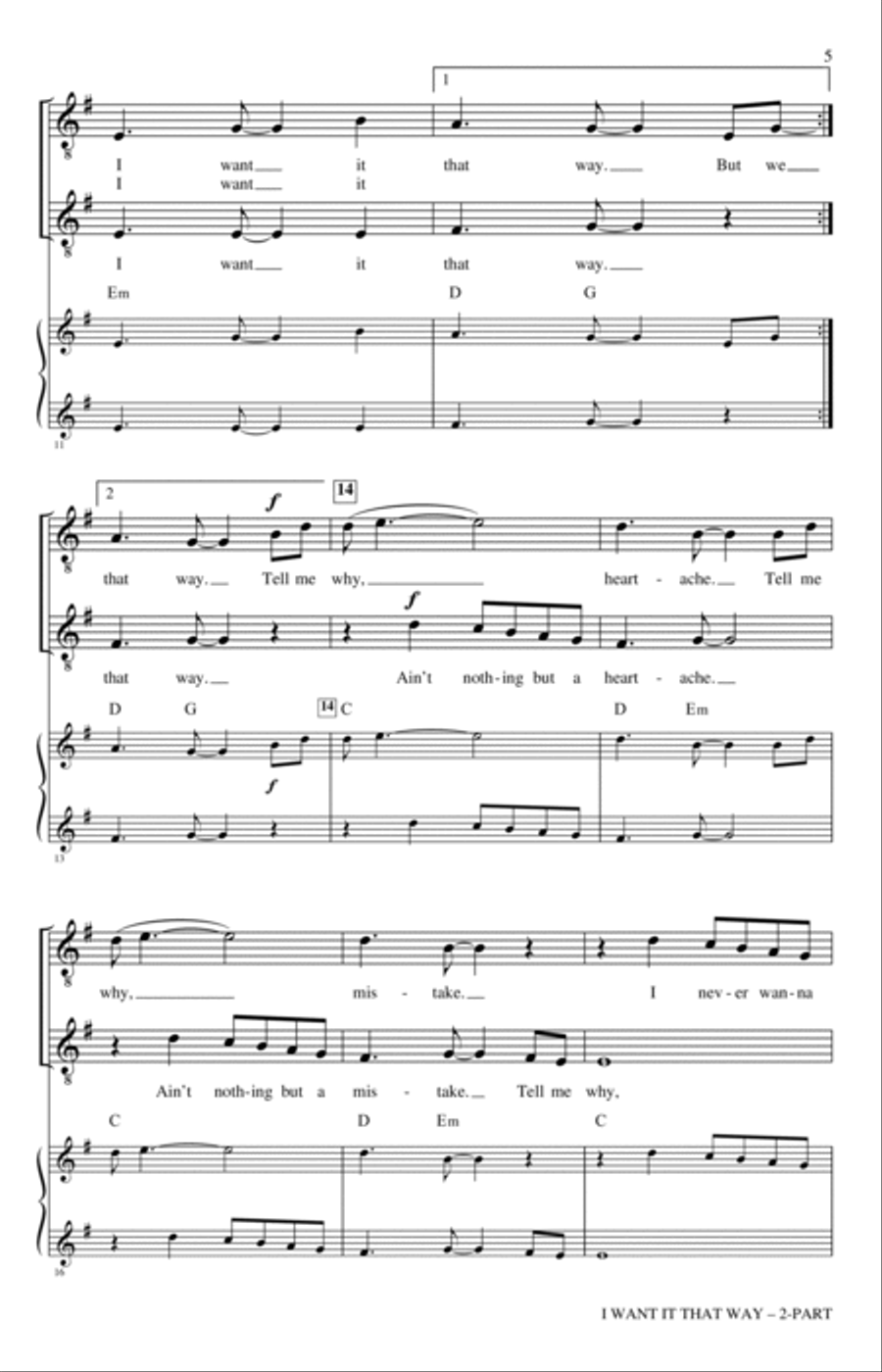 I Want It That Way (arr. Nathan Howe) A Cappella scores gallery preview page 3