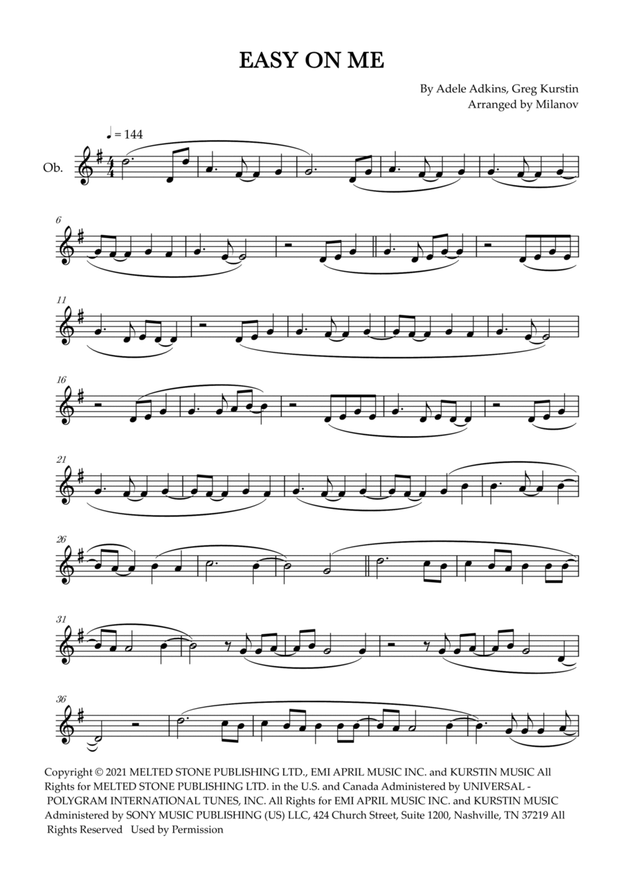 Easy On Me Oboe Solo scores gallery preview page 1