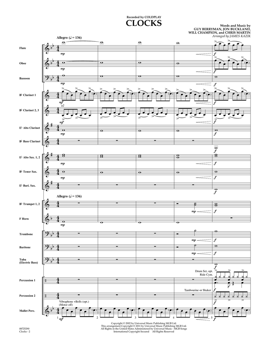 Clocks - Full Score Clocks - Full Score Concert Band scores gallery preview page 2