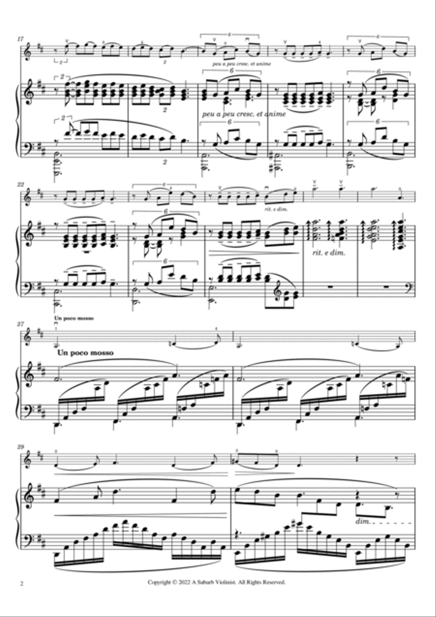 Clair de Lune for Easy Violin in First Position Violin Solo scores gallery preview page 2