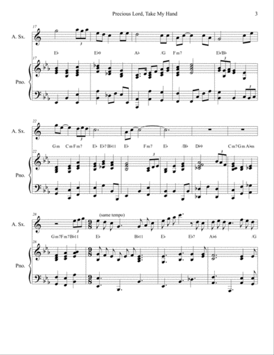 Precious Lord, Take My Hand Sax Solo Alto Saxophone scores gallery preview page 3