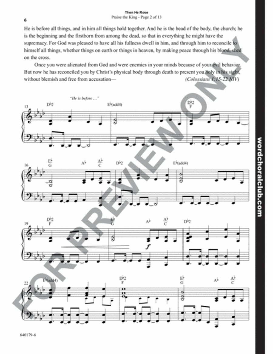 Then He Rose - Choral Book