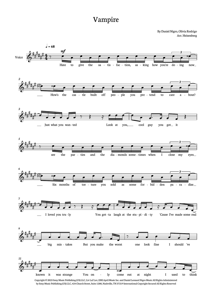 Vampire Piano scores gallery preview page 1