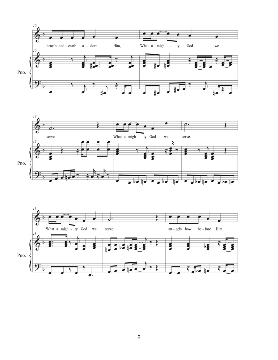 What a Mighty God We Serve Piano Solo scores gallery preview page 2