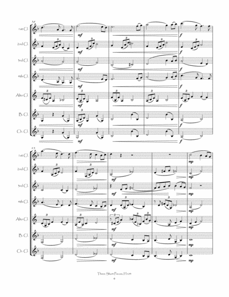 Three Short Pieces H104 for Clarinet Choir image number null