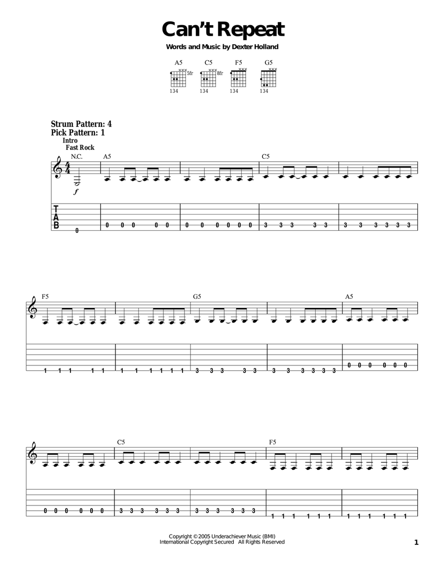 Can't Repeat Acoustic Guitar scores gallery preview page 1