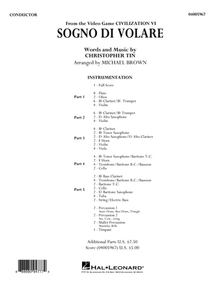Book cover for Sogno di Volare (from Civilization VI) (arr. Michael Brown) - Conductor Score (Full Score)