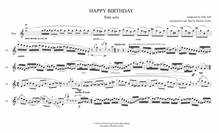 HAPPY BIRTHDAY arranged for solo flute image number null