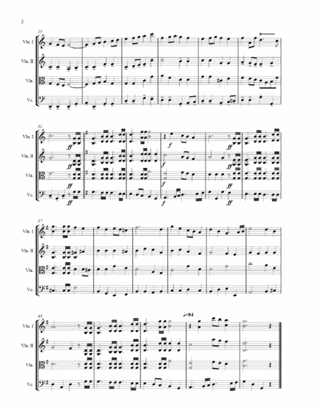 Wedding March for the Procession of the Bride for String Quartet with score & parts image number null