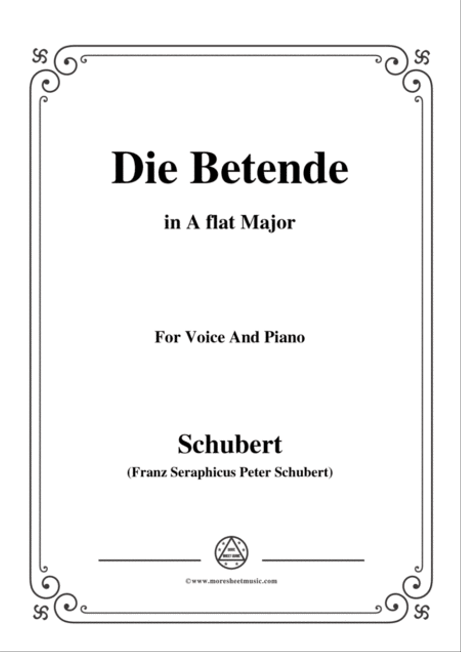 Schubert-Die Betende,in A flat Major,for Voice&Piano Voice scores gallery preview page 1