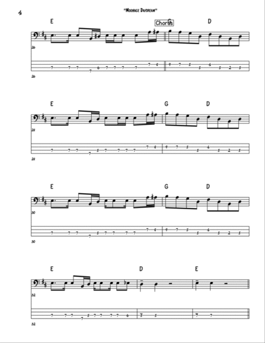 Moonage Daydream Bass Guitar scores gallery preview page 4