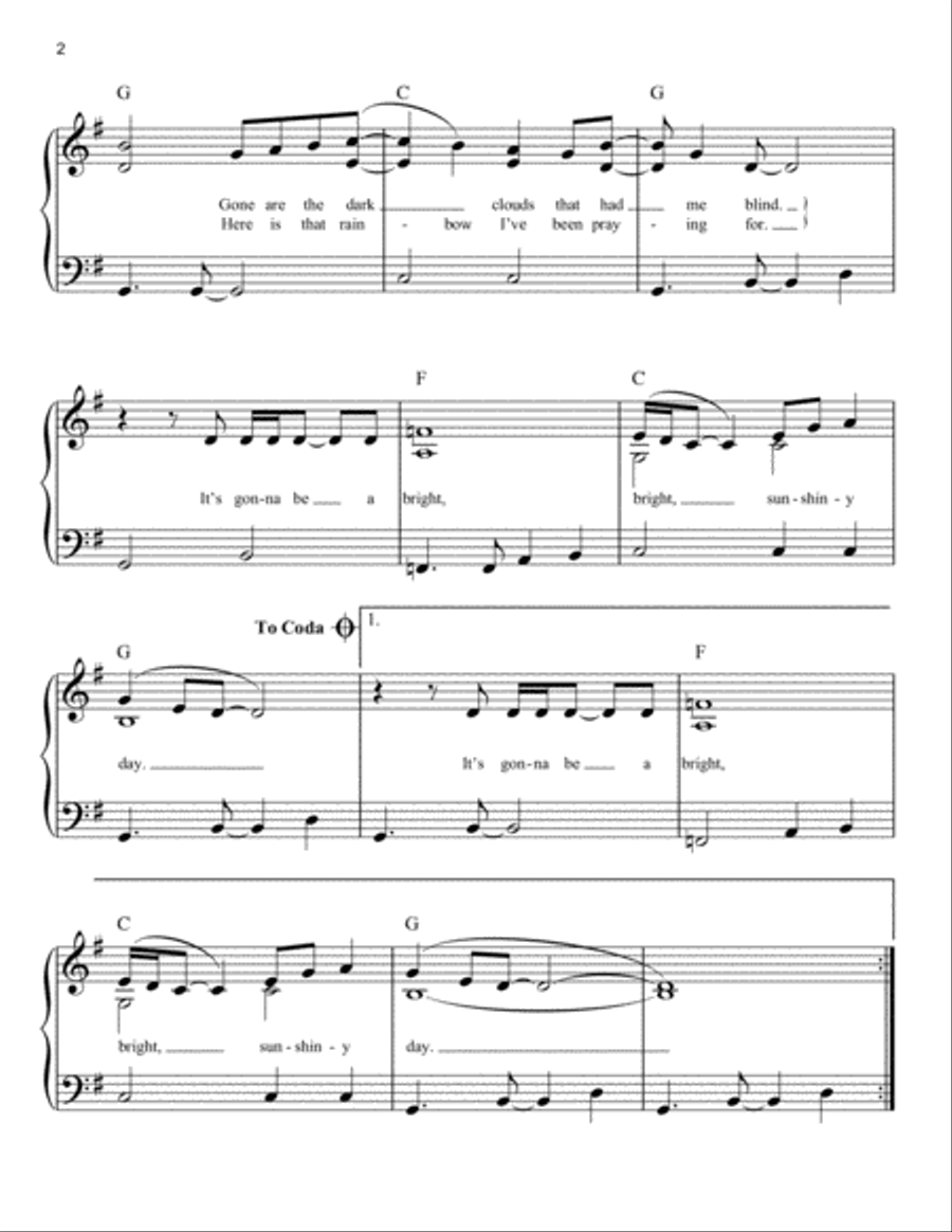 I Can See Clearly Now Easy Piano scores gallery preview page 2