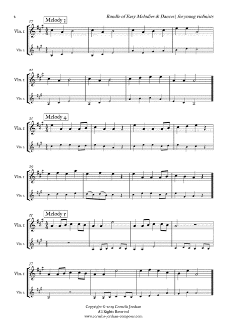 Bundle of Easy Melodies & Dances, for young violinists String Duet scores gallery preview page 3