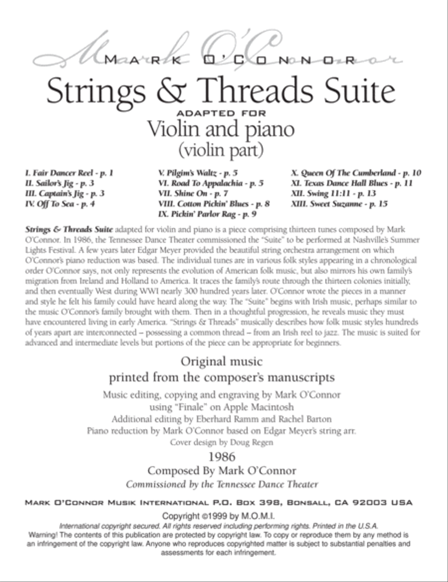 Strings & Threads Suite (violin part - adapted for vln and pno) Violin Solo scores gallery preview page 3