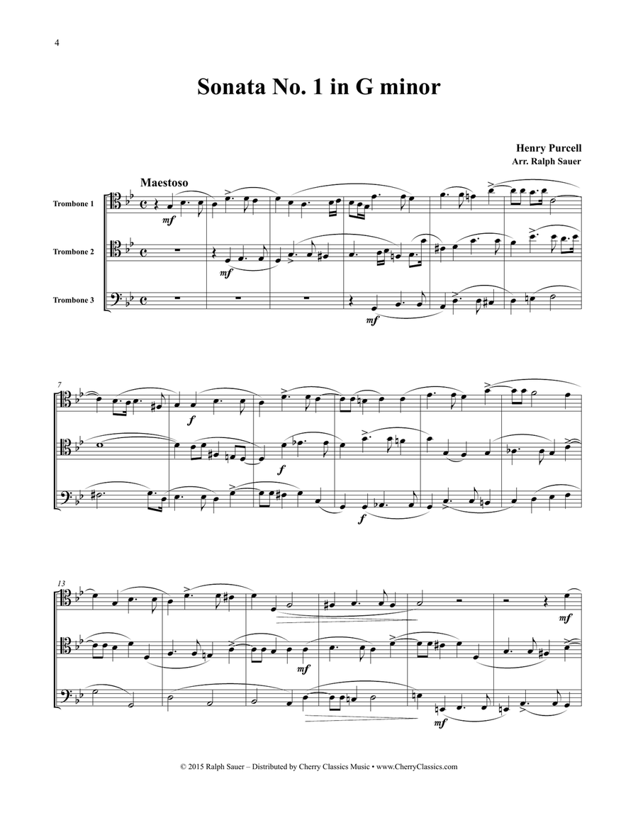 Sonatas 1-6 for Three Trombones Volume 1 Trombone Trio scores gallery preview page 4