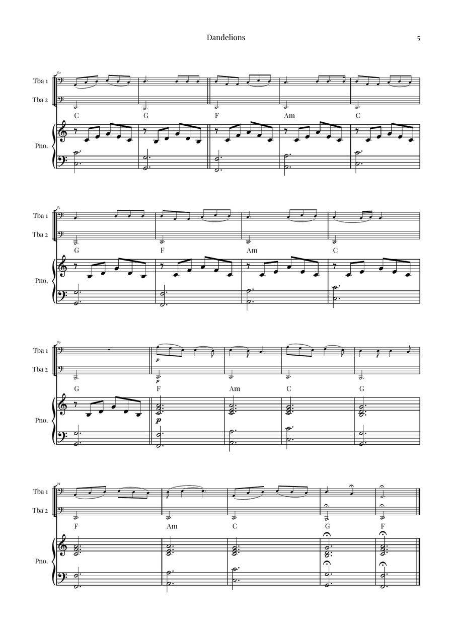 Dandelions Brass Duet scores gallery preview page 5