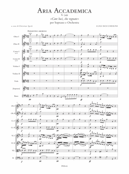 Aria accademica G 549 "Care luci, che regnate" for Soprano and Orchestra