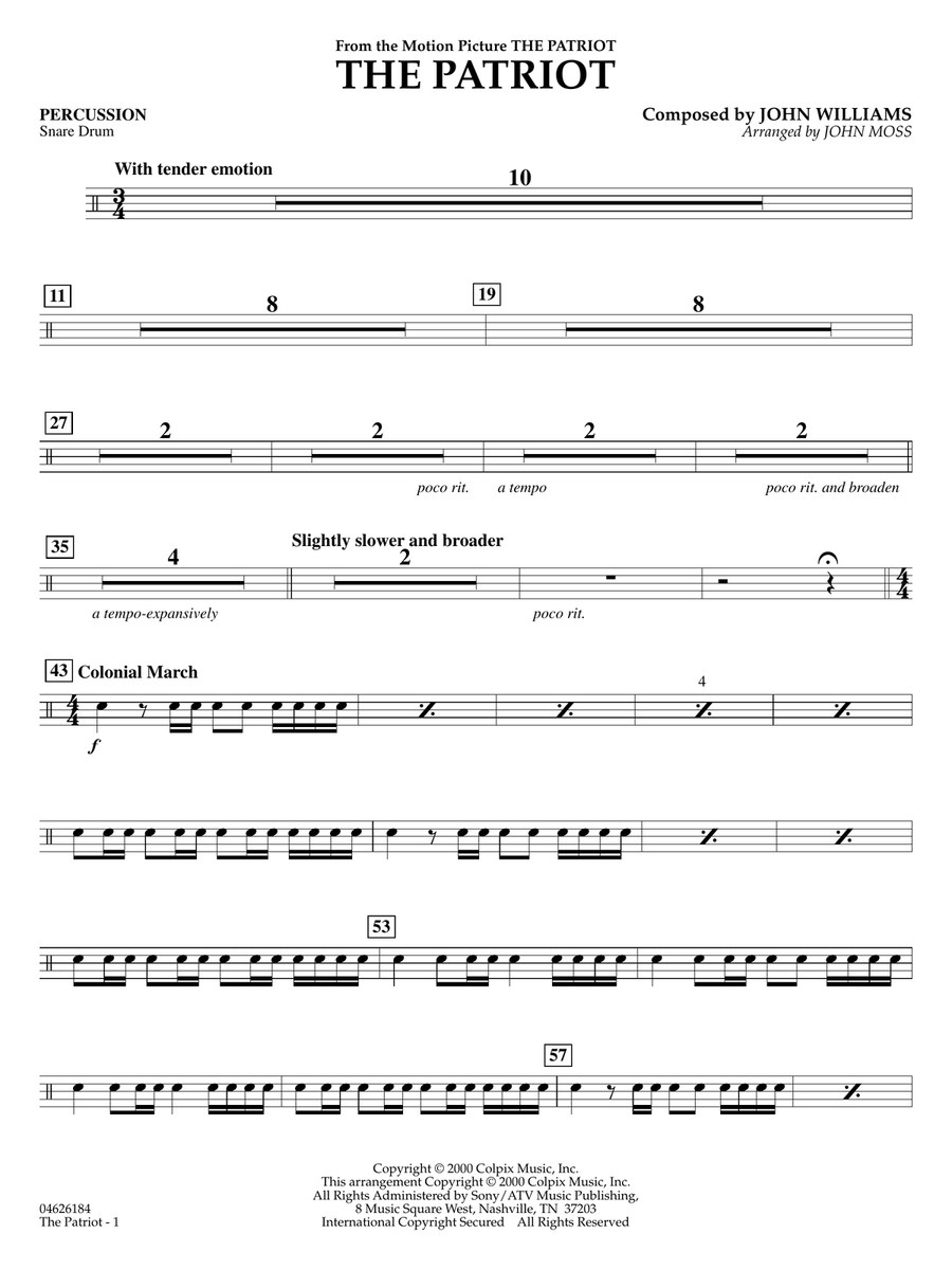 The Patriot (arr. John Moss) - Percussion String Orchestra scores gallery preview page 1