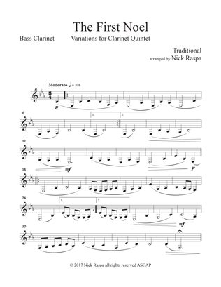 The First Noel (Variations for Clarinet Quintet) Bass Clarinet part
