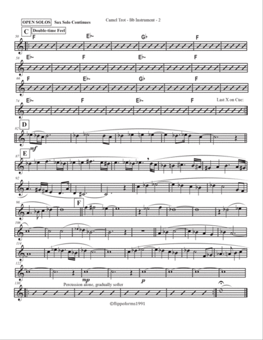 CAMEL TROT - The Globaljazz Series - Middle Eastern / Latin jazz fusion - Key, Bb, Bass Parts and Jazz Ensemble scores gallery preview page 6