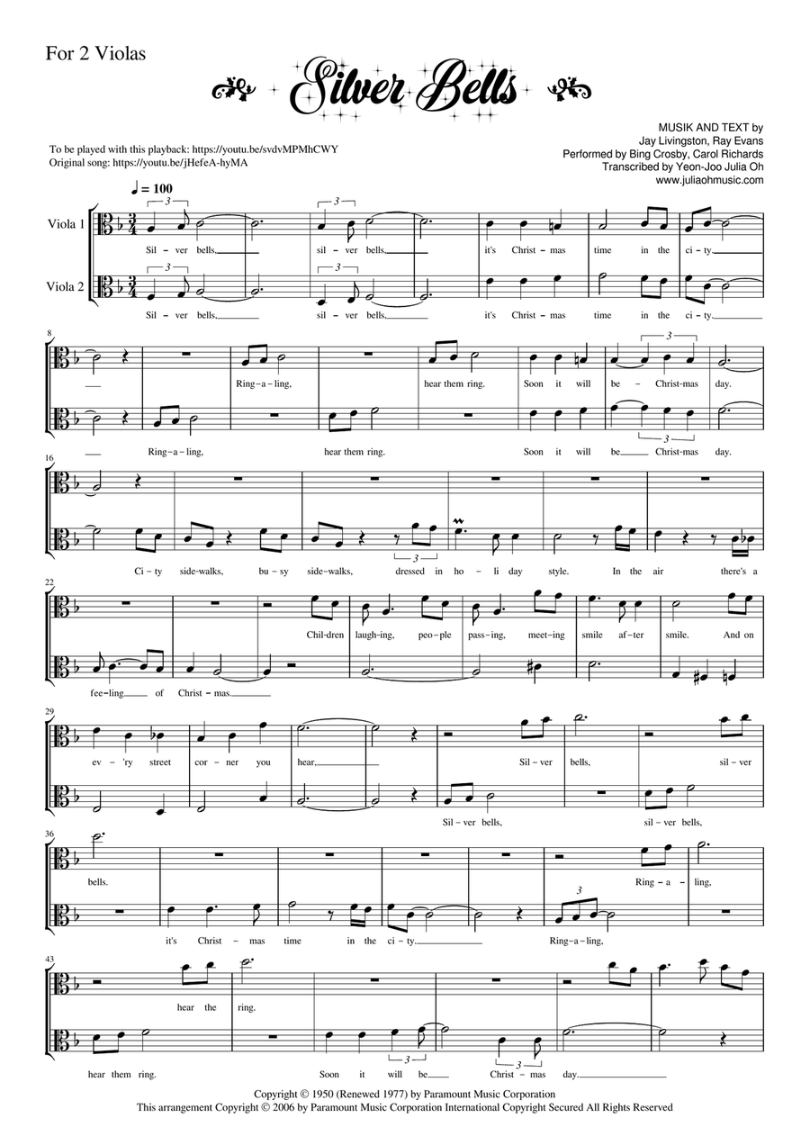 Silver Bells Silver Bells String Duet scores gallery preview page 1
