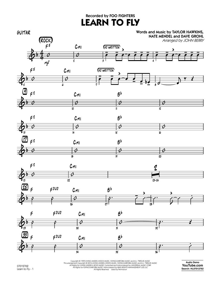 Learn to Fly - Guitar Jazz Ensemble scores gallery preview page 1