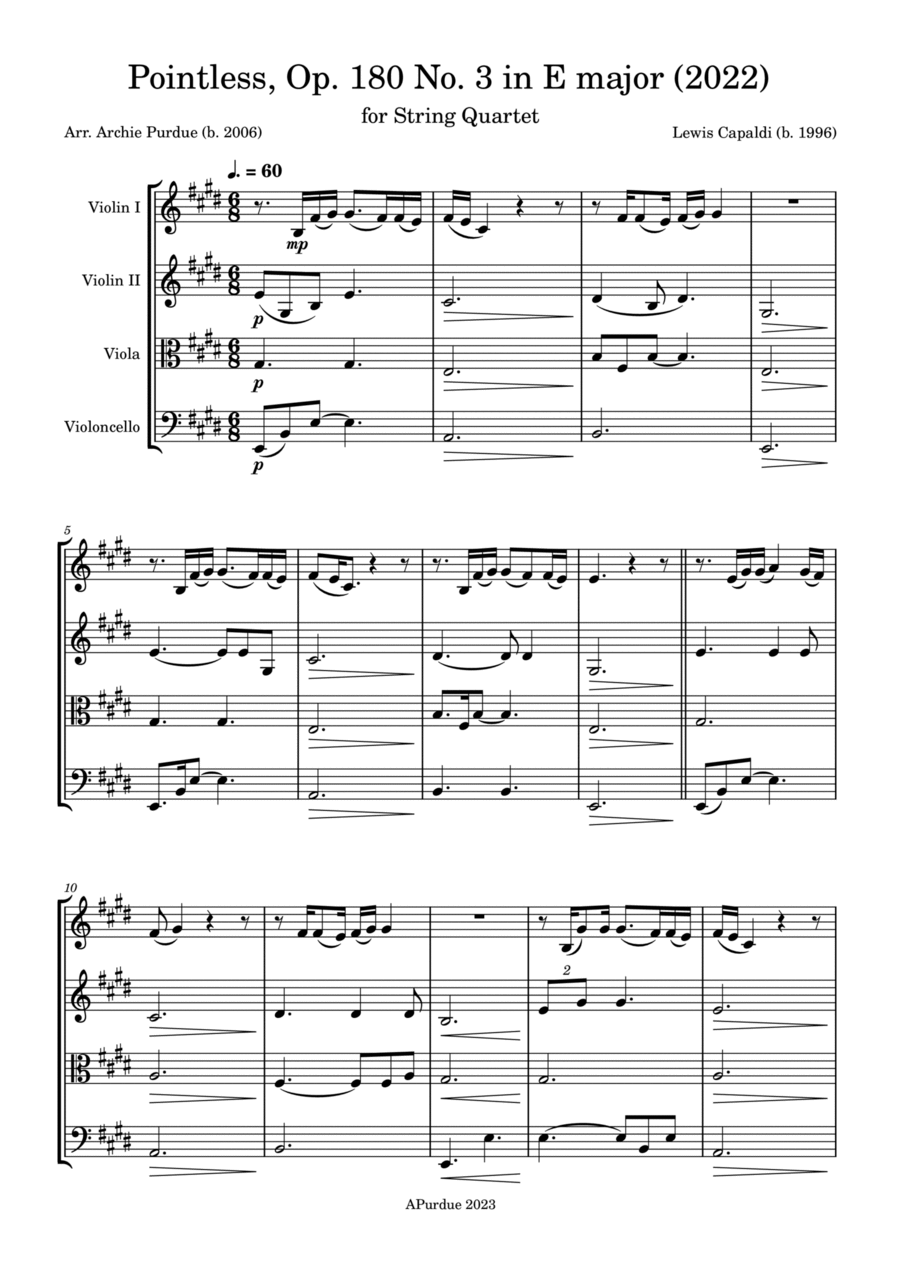 Pointless String Quartet scores gallery preview page 1
