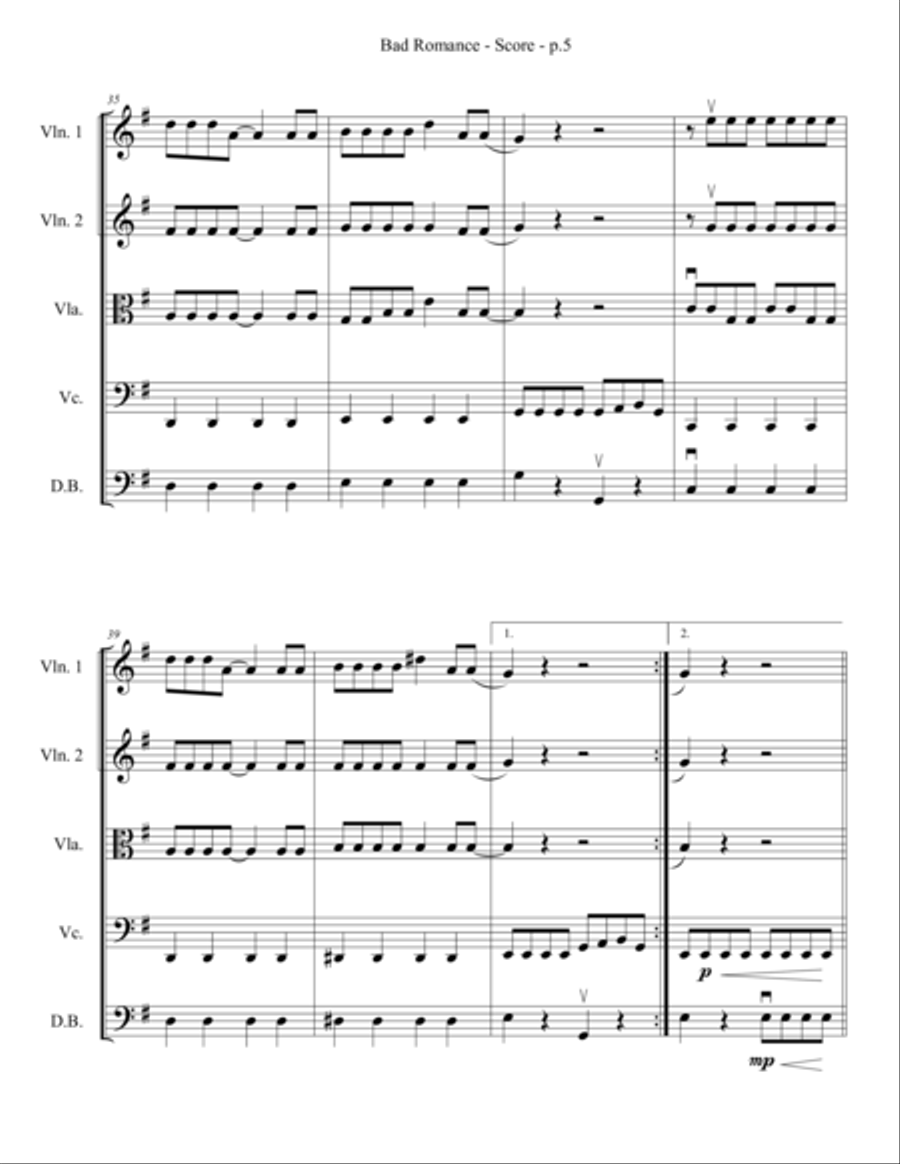 Bad Romance String Orchestra scores gallery preview page 6