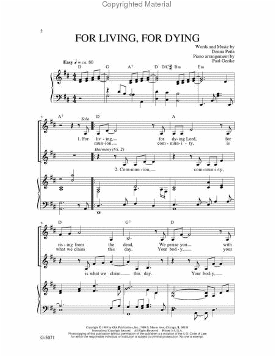 For Living, For Dying For Living, For Dying 4-Part scores gallery preview page 2