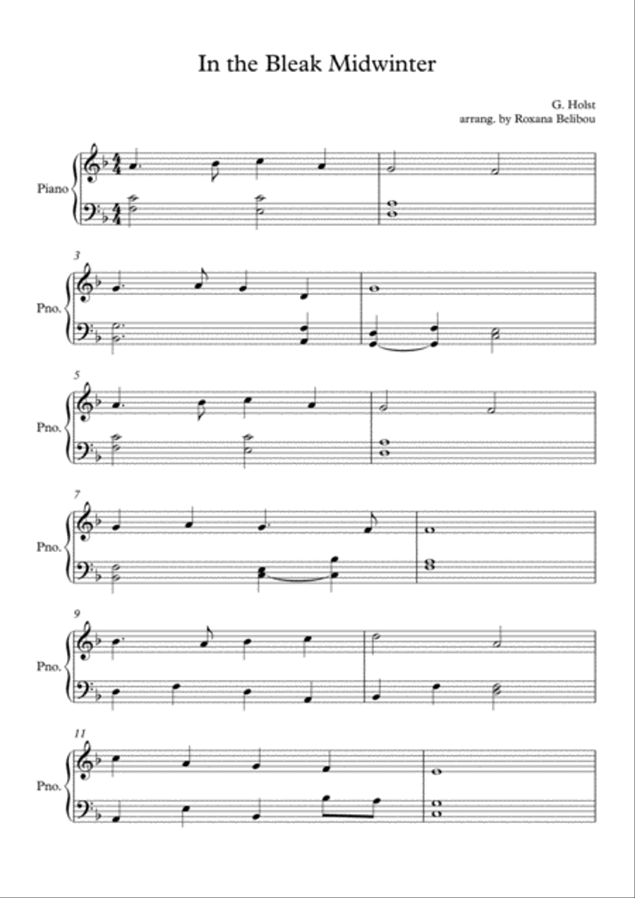 In the Bleak Midwinter Piano Solo scores gallery preview page 1