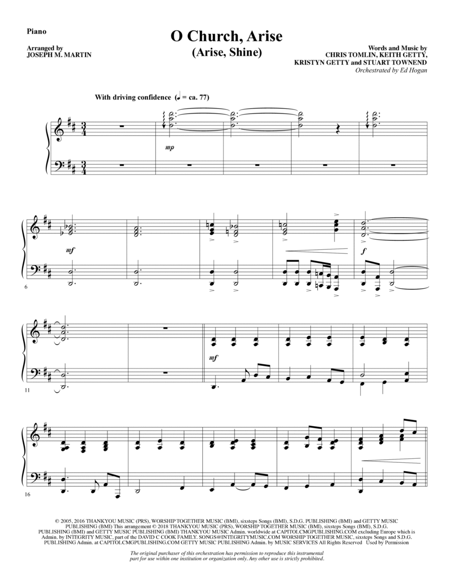 O Church, Arise (Arise, Shine) - Piano Choir scores gallery preview page 1