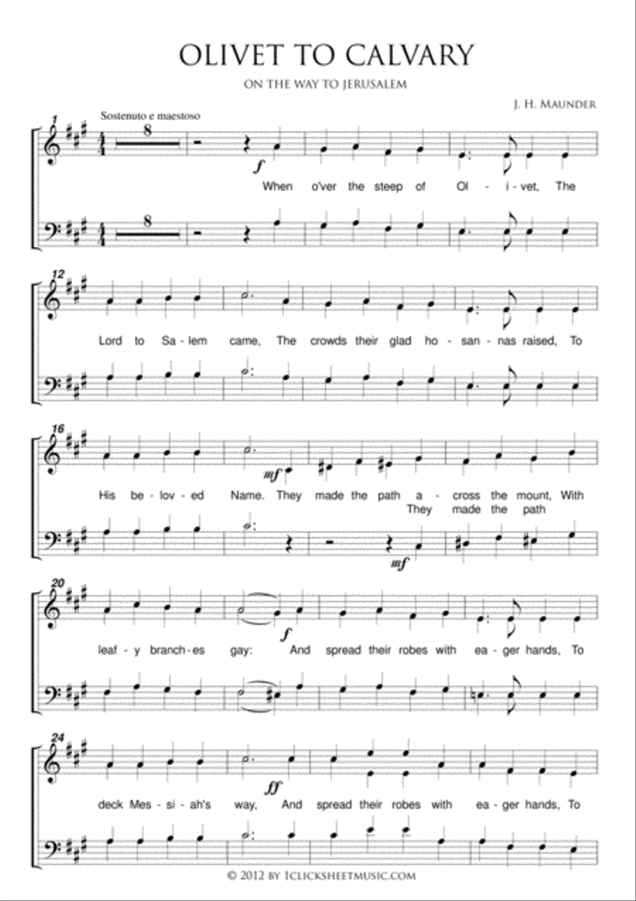 Olivet to Calvary (On the Way to Jerusalem) 4-Part scores gallery preview page 1