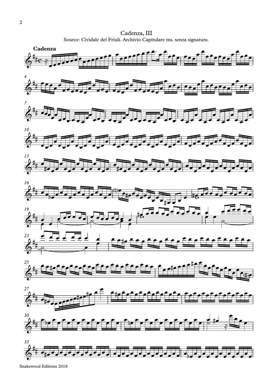 Vivaldi – 3 Cadenzas for Concerto RV 208 