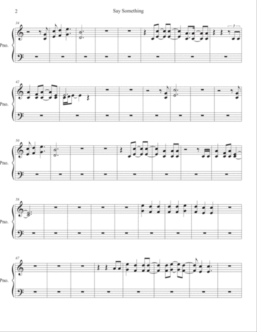 Say Something Easy Piano scores gallery preview page 2
