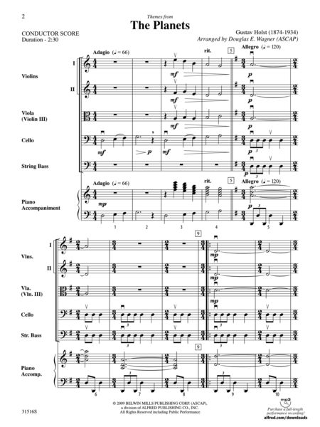 Themes from The Planets (score only)