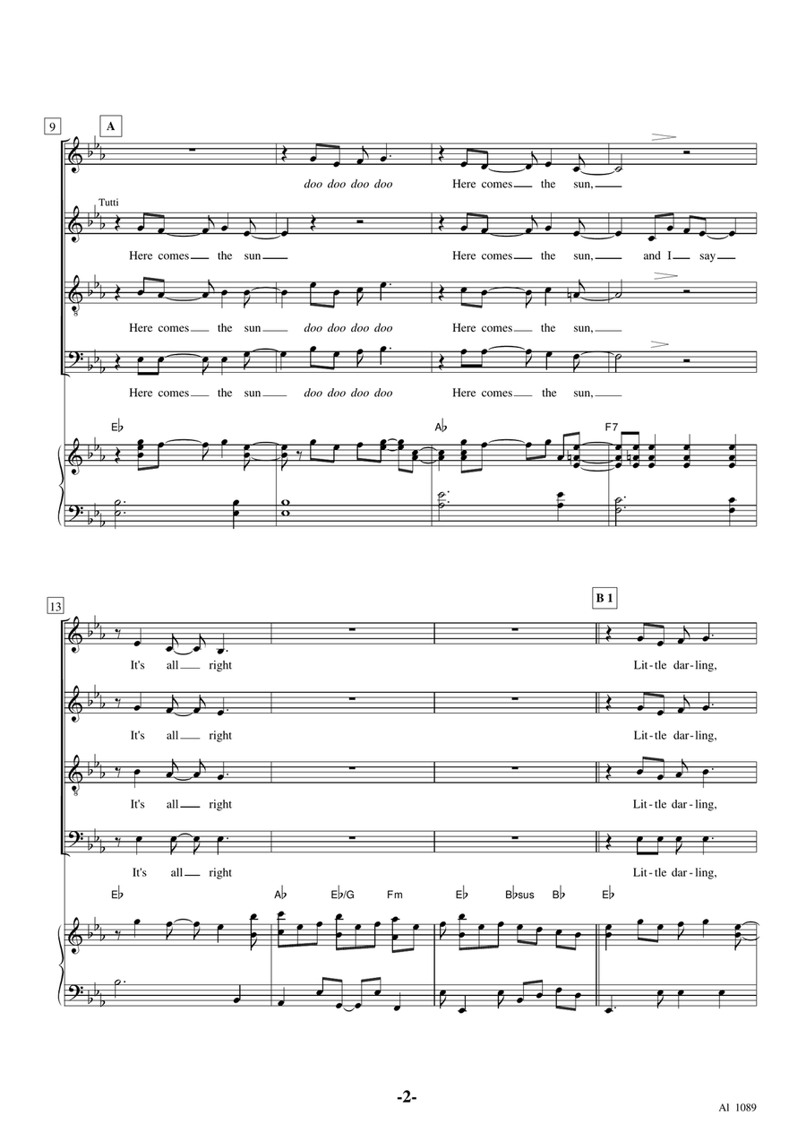 Here Comes The Sun 4-Part scores gallery preview page 2