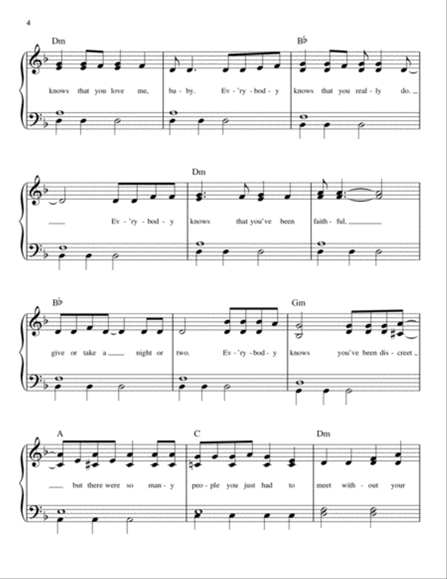Everybody Knows Everybody Knows Easy Piano scores gallery preview page 4