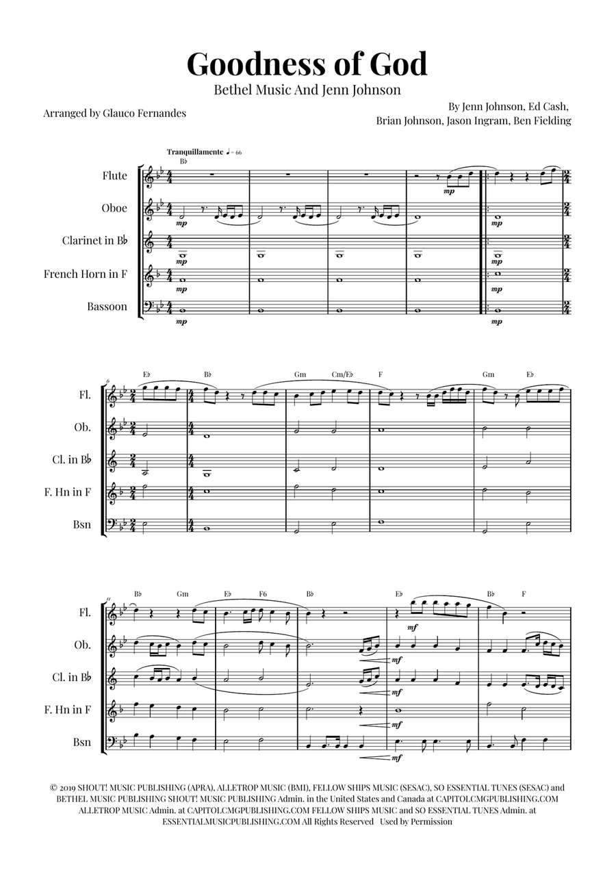 Goodness Of God Woodwind Quintet scores gallery preview page 1