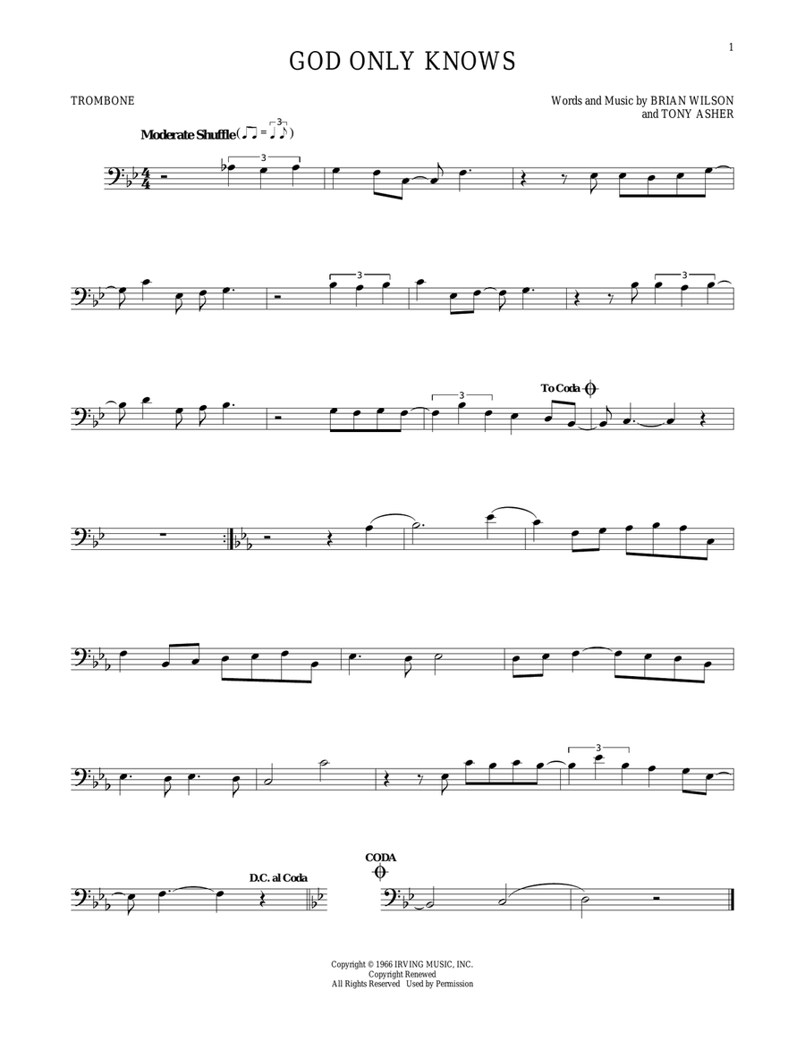 God Only Knows God Only Knows Trombone Solo scores gallery preview page 1