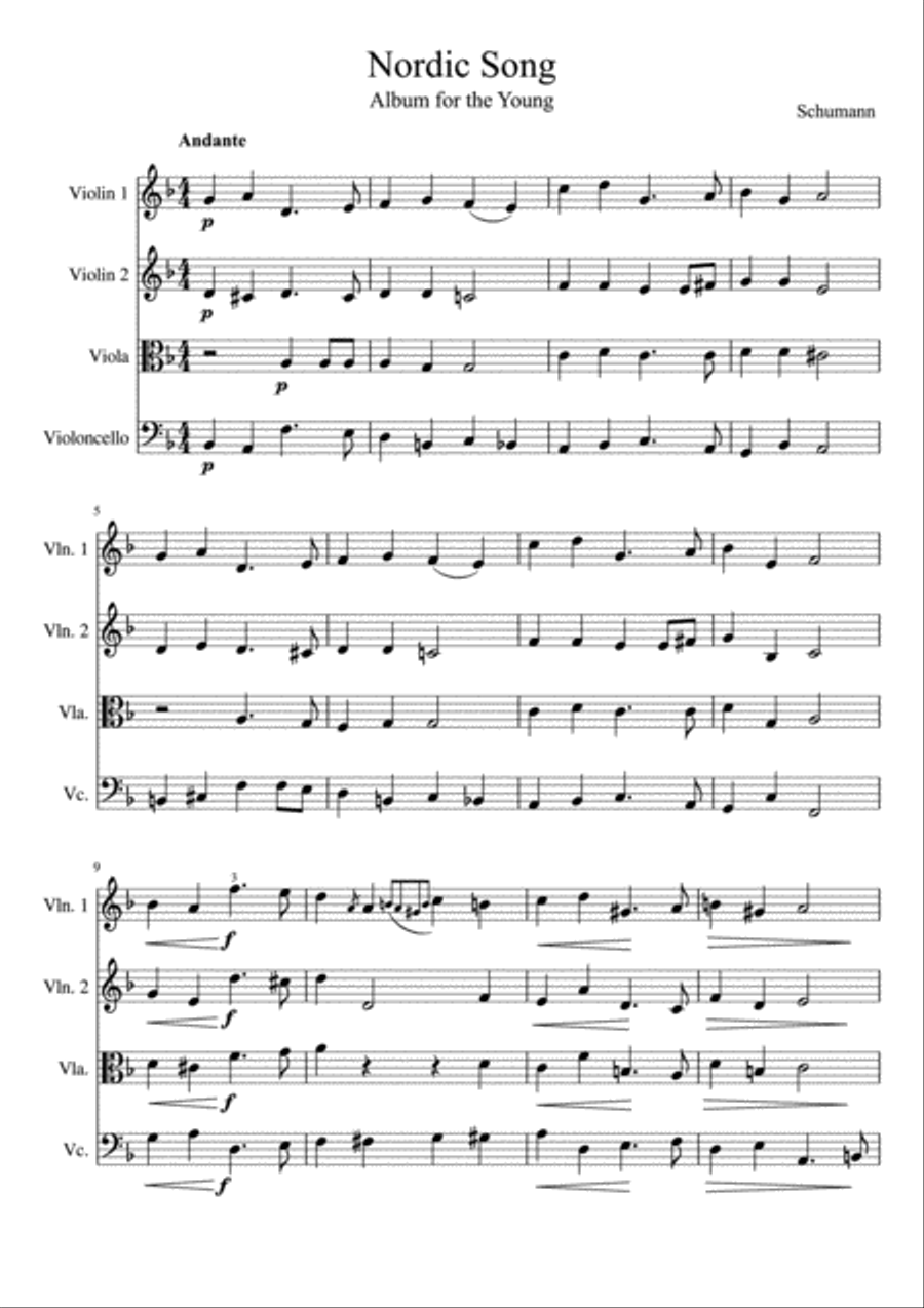 The Happy Farmer & Nordic Song String Quartet scores gallery preview page 2