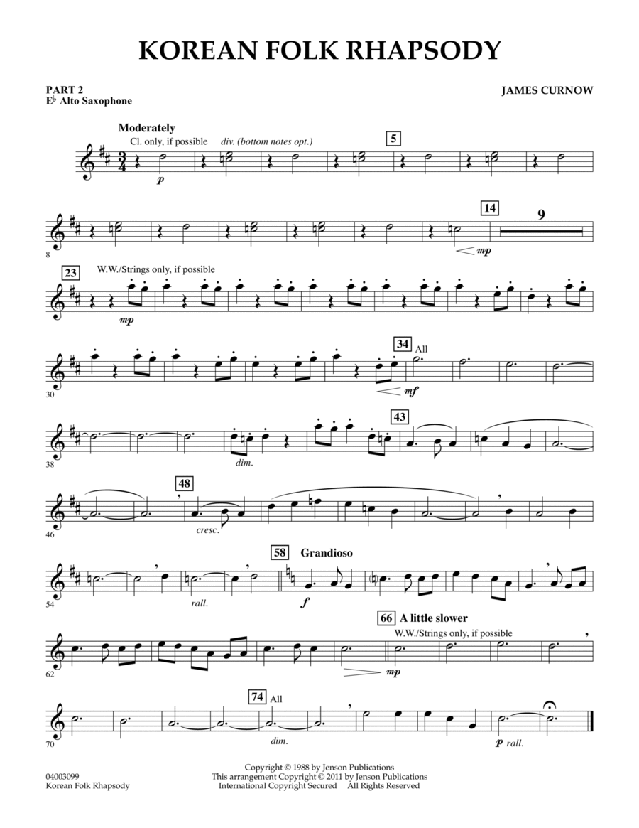 Korean Folk Rhapsody - Pt.2 - Eb Alto Saxophone Concert Band scores gallery preview page 1