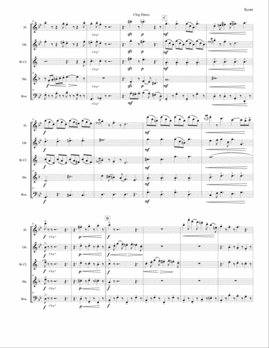 Clog Dance from The Wayward Daughter (woodwind quintet) Woodwind Quintet scores gallery preview page 3