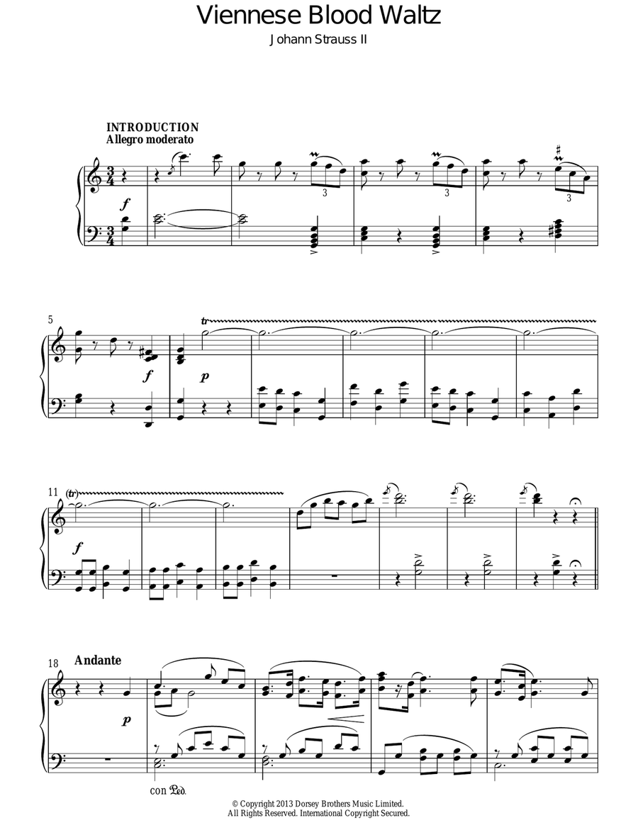 Vienna Blood Piano Solo scores gallery preview page 1