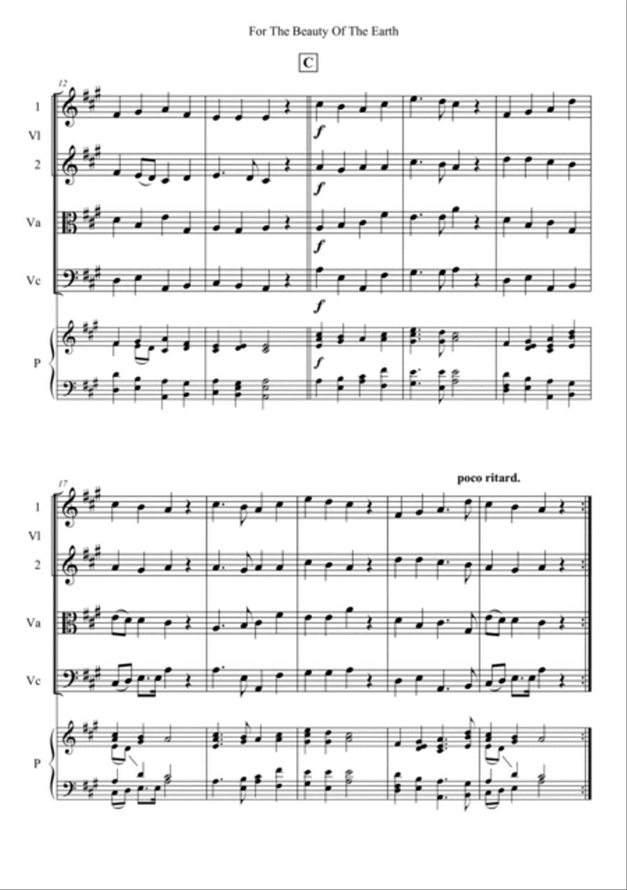 For The Beauty Of The Earth Piano Quintet scores gallery preview page 2
