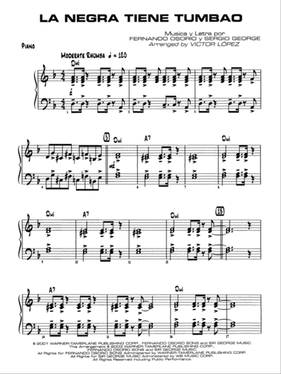 La Negra Tiene Tumbao: Piano Accompaniment Jazz Ensemble scores gallery preview page 1
