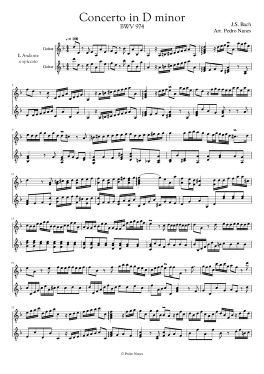 Concerto in D minor, BWV 974 (Arr. 2 Guitars)